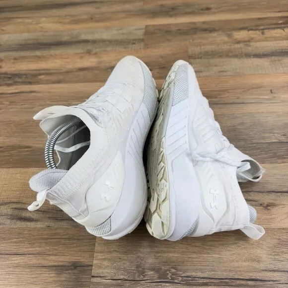 Under Armour Size 8 HOVR Project Rock 3 White Athletic Shoes