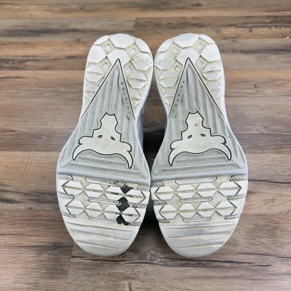 Under Armour Size 8 HOVR Project Rock 3 White Athletic Shoes