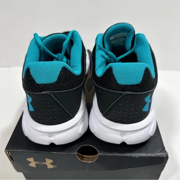 Under Armour UA Thrill Women Running Shoes Black Teal Athletic Sneaker