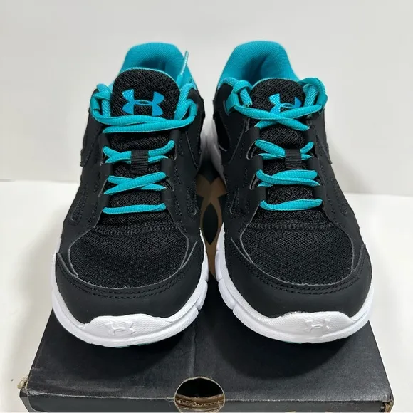 Under Armour UA Thrill Women Running Shoes Black Teal Athletic Sneaker