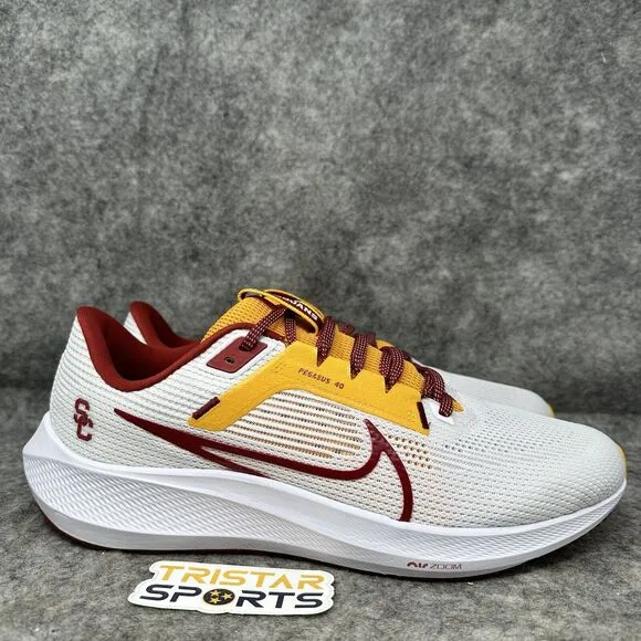 USC Trojans Nike Zoom Pegasus 40 Running Shoes Mens Size 12.5 White DZ6003-100