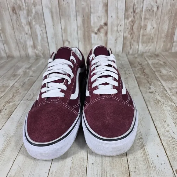 Vans Old Skool Suede Sneakers Burgundy Casual Skate Shoes Men's Size 10