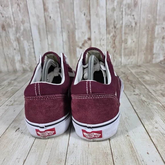 Vans Old Skool Suede Sneakers Burgundy Casual Skate Shoes Men's Size 10