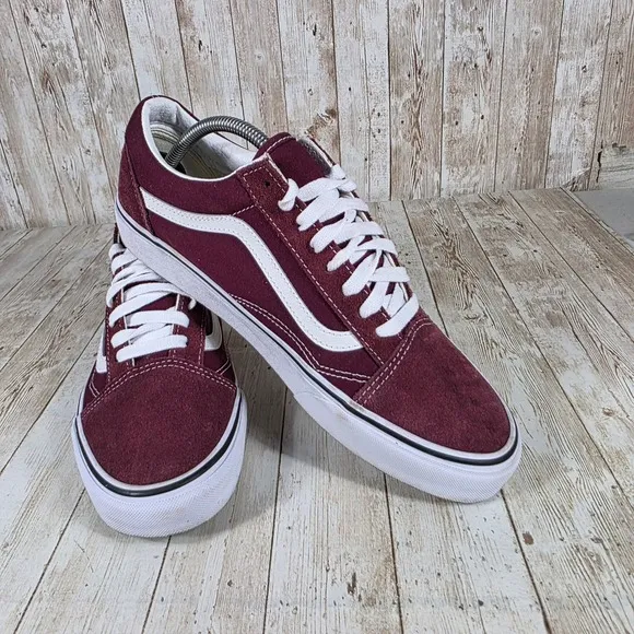 Vans Old Skool Suede Sneakers Burgundy Casual Skate Shoes Men's Size 10