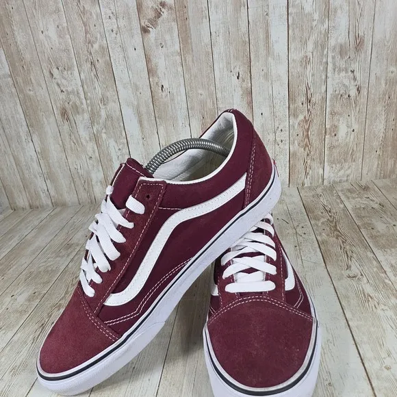 Vans Old Skool Suede Sneakers Burgundy Casual Skate Shoes Men's Size 10