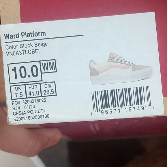 Vans Ward Women's Platform Block Beige Sneakers Size 10