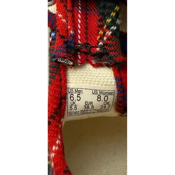 VANS Women Mary Jane Style 93 Preppy Punk Sneakers Tartan Plaid Size M 6.5 / W 8