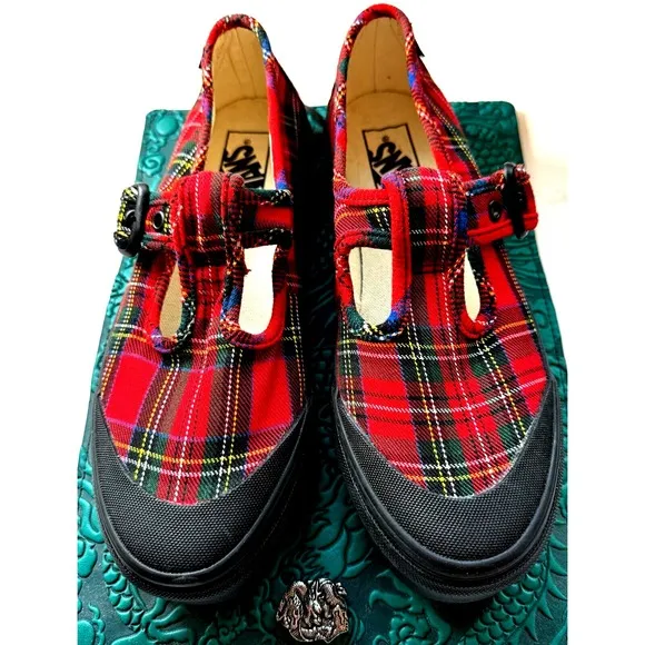 VANS Women Mary Jane Style 93 Preppy Punk Sneakers Tartan Plaid Size M 6.5 / W 8