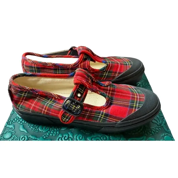 VANS Women Mary Jane Style 93 Preppy Punk Sneakers Tartan Plaid Size M 6.5 / W 8