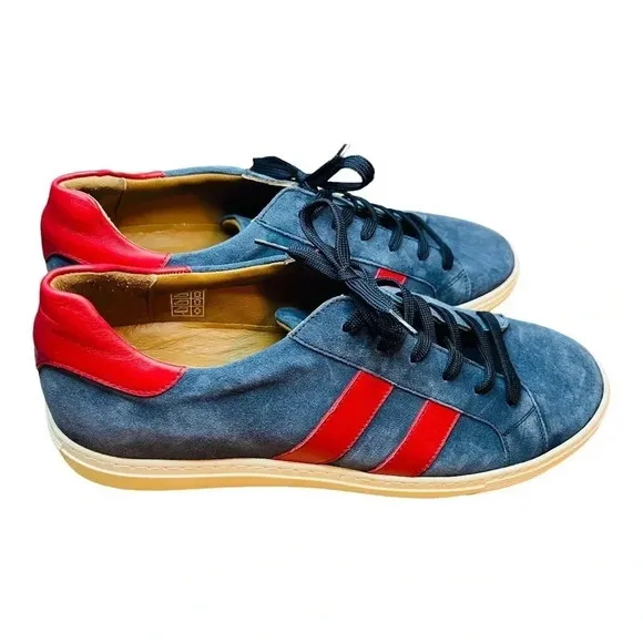 VELLAPAIS DUBOCE SUEDE SNEAKER NAVY &amp;‎ RED LEATHER ACCENTS NEVER WORN SIZ…