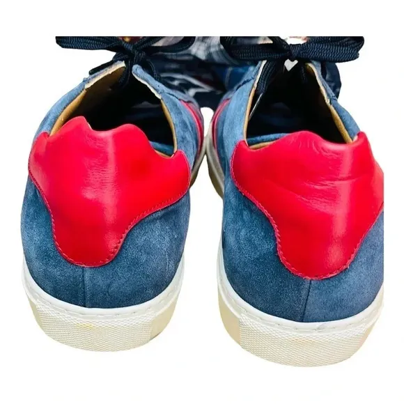VELLAPAIS DUBOCE SUEDE SNEAKER NAVY &amp;‎ RED LEATHER ACCENTS NEVER WORN SIZ…
