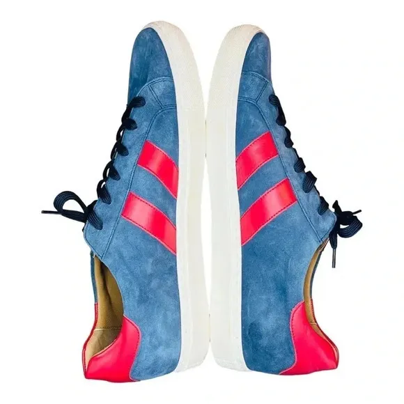 VELLAPAIS DUBOCE SUEDE SNEAKER NAVY &amp;‎ RED LEATHER ACCENTS NEVER WORN SIZ…