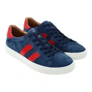 VELLAPAIS DUBOCE SUEDE SNEAKER NAVY &amp;‎ RED LEATHER ACCENTS NEVER WORN SIZ…