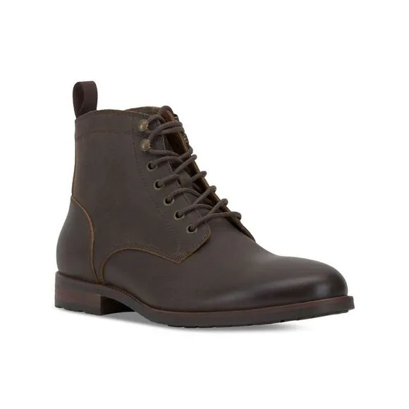 VINCE CAMUTO Mens Mocha Brown Lannie Toe Block Heel Leather Boots Shoes 8.5 M