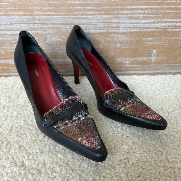 Vintage Burberry Novacheck Leather Heels Preppy Career Work Wear Womens 9.5