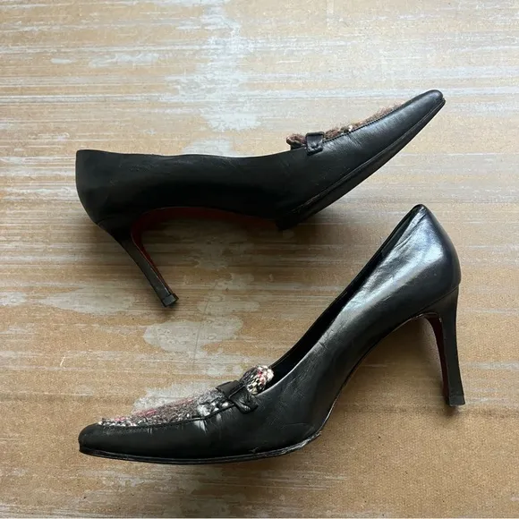 Vintage Burberry Novacheck Leather Heels Preppy Career Work Wear Womens 9.5