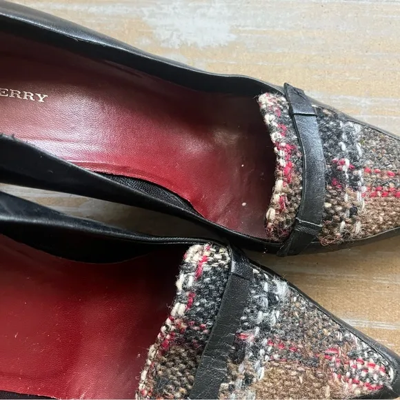 Vintage Burberry Novacheck Leather Heels Preppy Career Work Wear Womens 9.5