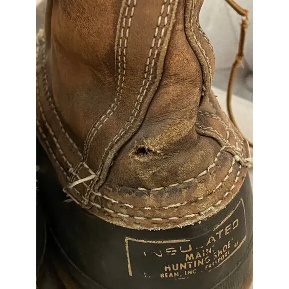 Vintage LL BEAN Waterproof Maine Hunting Boots Mens Size 10 Leather USA made