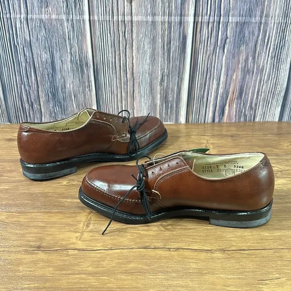 Vintage Safto Pedics by Iron Age MEN 7 BROWN LEATHER STEEL TOE OXFORD work shoes