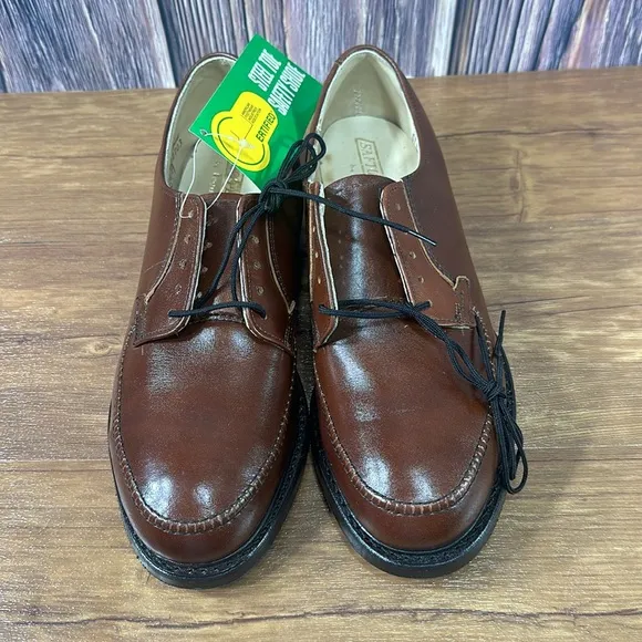 Vintage Safto Pedics by Iron Age MEN 7 BROWN LEATHER STEEL TOE OXFORD work shoes