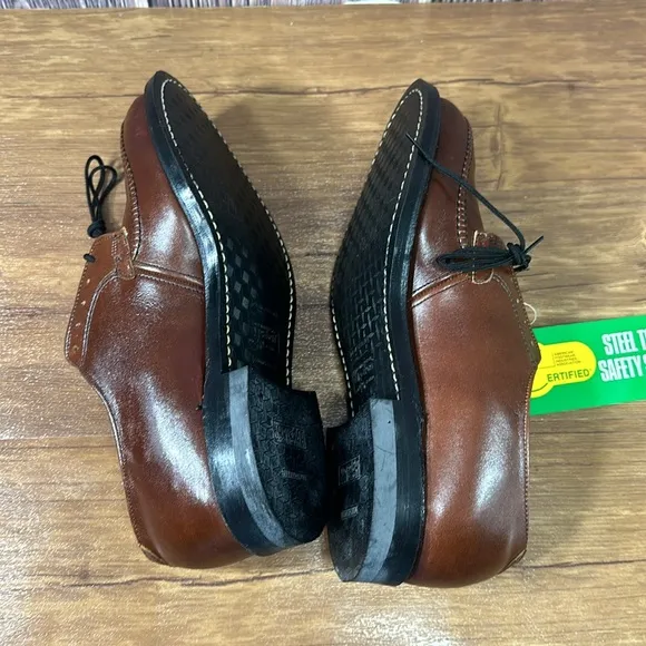 Vintage Safto Pedics by Iron Age MEN 7 BROWN LEATHER STEEL TOE OXFORD work shoes