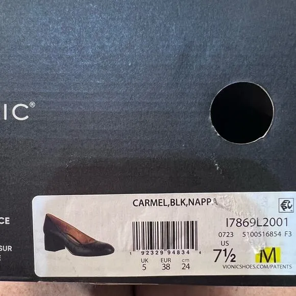 Vionic Carmel Black Nappa Slip-on Shoes, Size 7.5, NIB