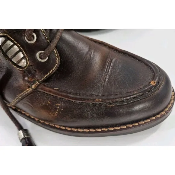 Vtg Cole Hann Boots Women’s Sz 8 Brown Leather Chukka Boots Metal Accents Ankle