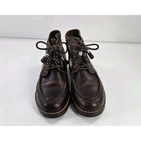 Vtg Cole Hann Boots Women’s Sz 8 Brown Leather Chukka Boots Metal Accents Ankle