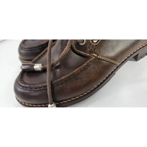 Vtg Cole Hann Boots Women’s Sz 8 Brown Leather Chukka Boots Metal Accents Ankle