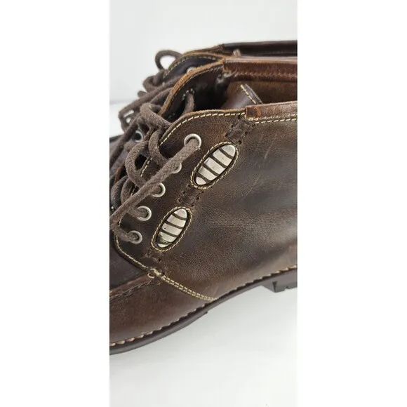 Vtg Cole Hann Boots Women’s Sz 8 Brown Leather Chukka Boots Metal Accents Ankle
