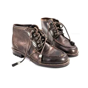 Vtg Cole Hann Boots Women’s Sz 8 Brown Leather Chukka Boots Metal Accents Ankle