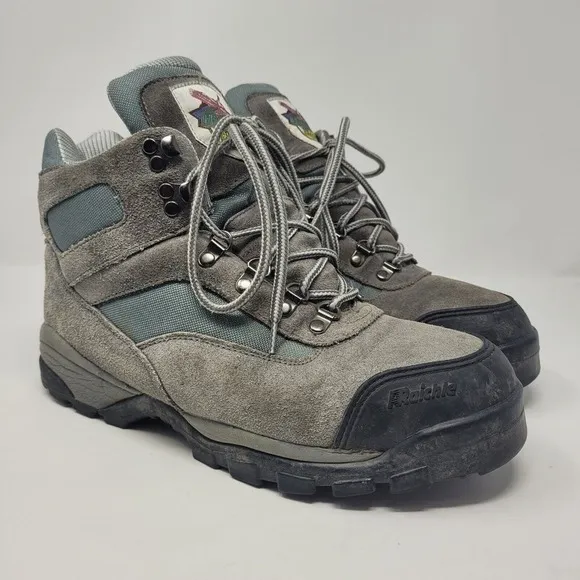 VTG Raichle Boots Mens 11 Gray Suede Leather Hiking Outdoor Mountaineering Trail