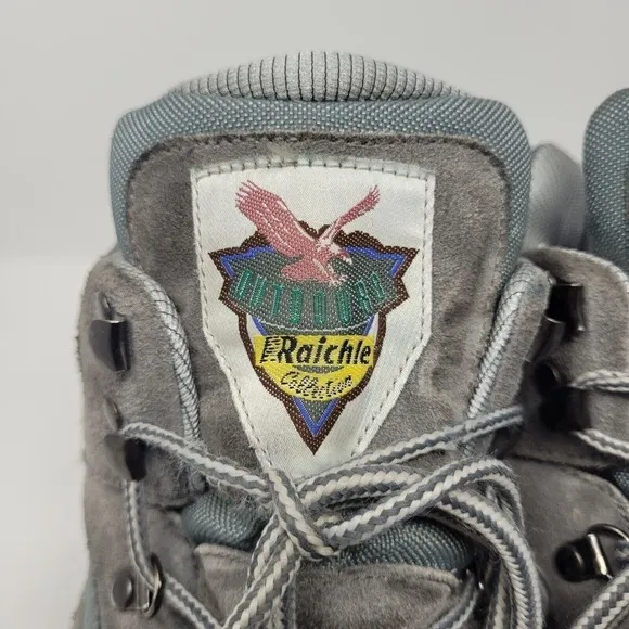 VTG Raichle Boots Mens 11 Gray Suede Leather Hiking Outdoor Mountaineering Trail