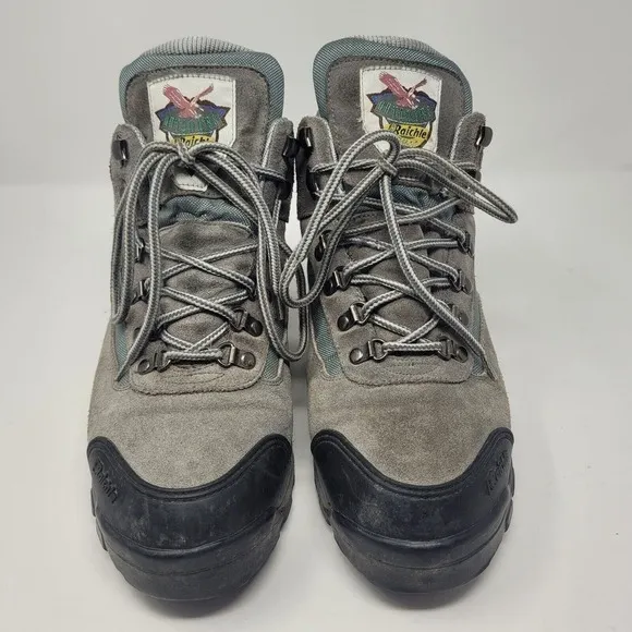 VTG Raichle Boots Mens 11 Gray Suede Leather Hiking Outdoor Mountaineering Trail