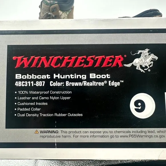 Winchester Bobbcat Hunting Boots Men 9 Multi Camouflage Realtree Edge Waterproof