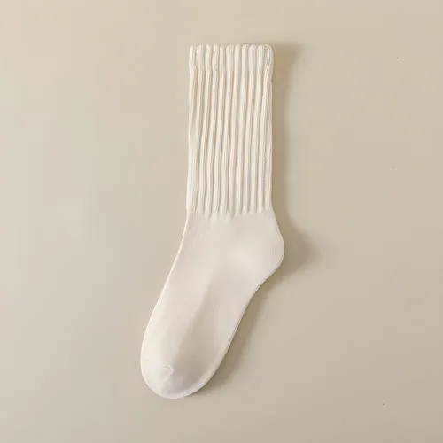 Winter Fleece-lined Thickened Middle Tube Cotton Thermal Terry Long