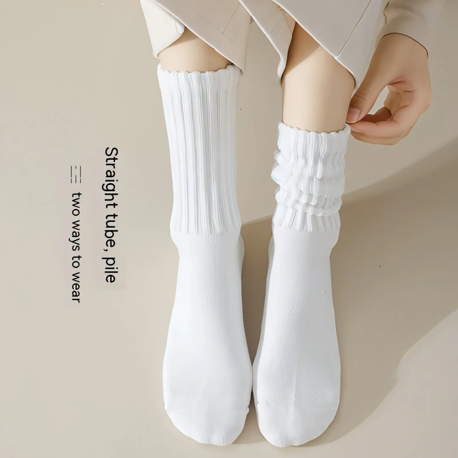 Winter Fleece-lined Thickened Middle Tube Cotton Thermal Terry Long