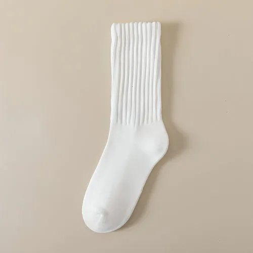 Winter Fleece-lined Thickened Middle Tube Cotton Thermal Terry Long