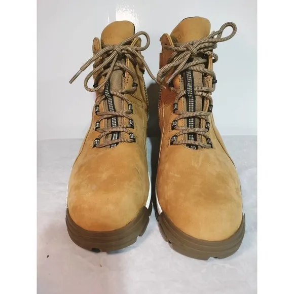 Wolverine Steel Cap safety waterproof tan leather boots Men 11 EW Woman 12.5