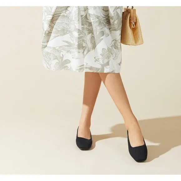 Women, Square Toe Ballet Flats Shoes, Washable Comfortable Knit Flats