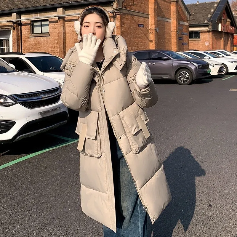 Women's Mid-Length Warm Windproof Quilted Puffer Coat With Hood