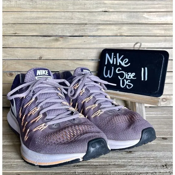 Womens Nike Air Zoom Pegasus 33 Purple Athletic Running Sneakers Shoes Size 11 M