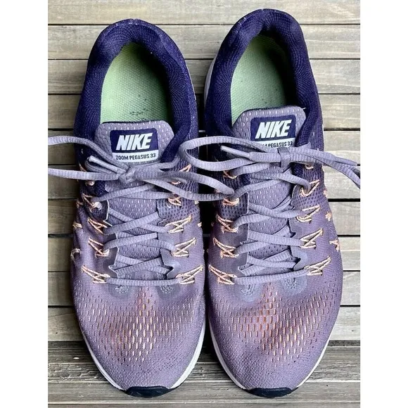Womens Nike Air Zoom Pegasus 33 Purple Athletic Running Sneakers Shoes Size 11 M