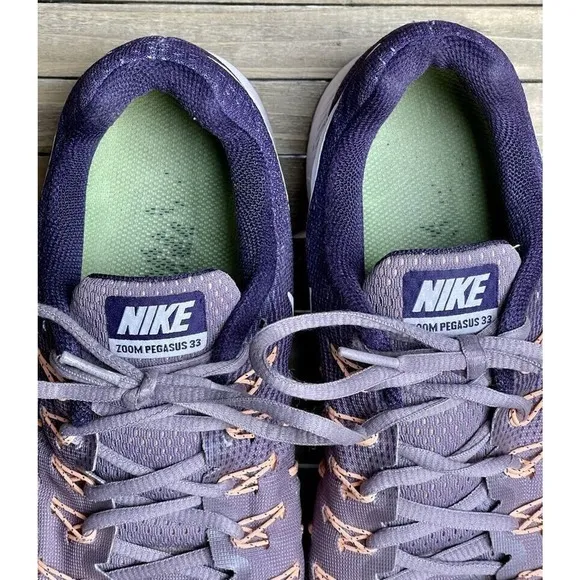 Womens Nike Air Zoom Pegasus 33 Purple Athletic Running Sneakers Shoes Size 11 M