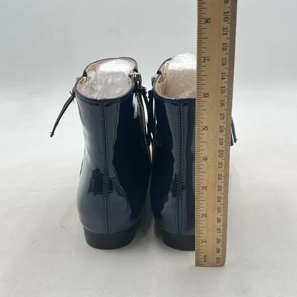 XYD Navy Formal Pointed Toe Ankle Boots Low Heel Double Side Zippers Dress Shoes