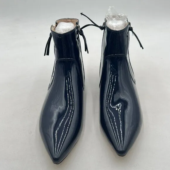 XYD Navy Formal Pointed Toe Ankle Boots Low Heel Double Side Zippers Dress Shoes