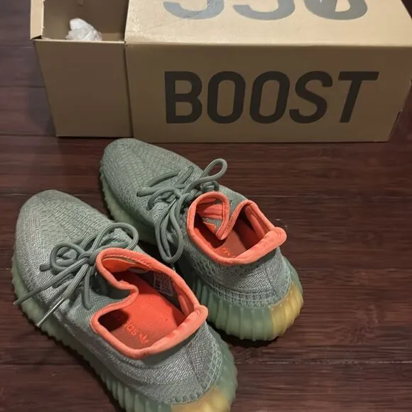 Yeezy Boost ADIDAS Sneakers - Size 6.5 Mens Shoes - Gray &amp; Orange - Like New
