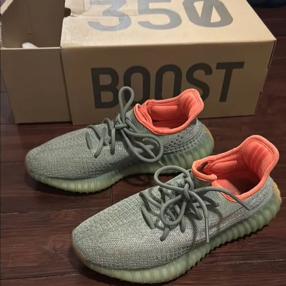 Yeezy Boost ADIDAS Sneakers - Size 6.5 Mens Shoes - Gray &amp; Orange - Like New