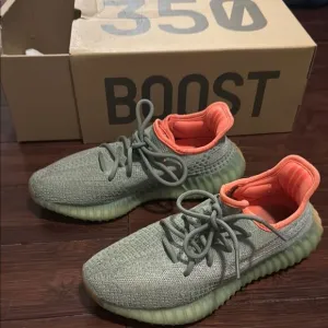 Yeezy Boost ADIDAS Sneakers - Size 6.5 Mens Shoes - Gray &amp; Orange - Like New