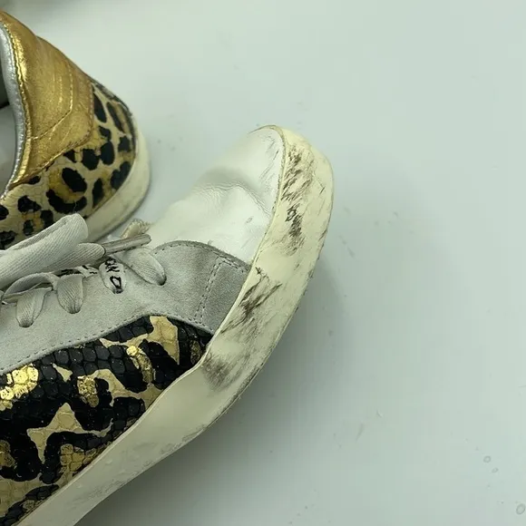 Zadig &amp; Voltaire Leo Wild Women's Sneakers Sz 41 Brown Black Leather Shoes